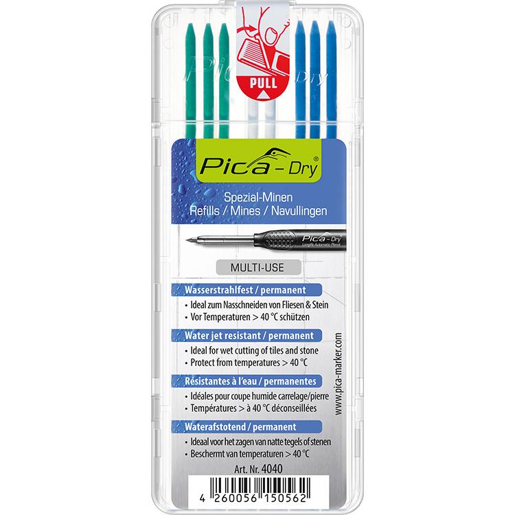 Minen-Set für Tieflochmarker Pica-Dry weiß, grün, blau Pica