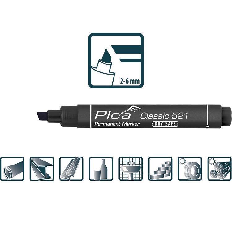 Pica Permanentmarker 2-6mm, Keilspitze, schwarz