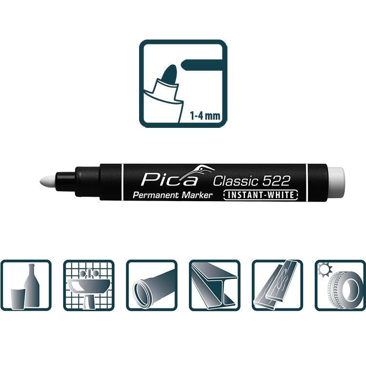 Pica Permanentmarker INSTANT WHITHE, Rundspitze 2-4mm