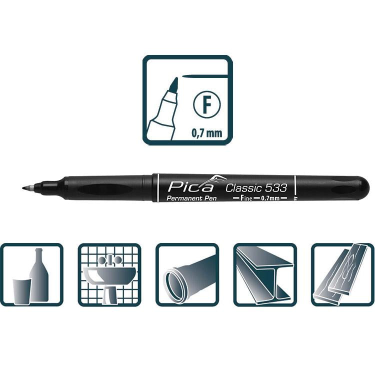 Pica Permanent-Pen, 0,7mm, schwarz
