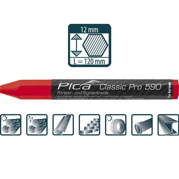 Pica Försterkreide PRO, 12x120mm, rot