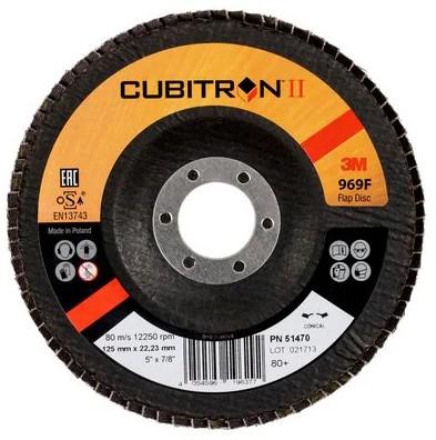 3M™ Cubitron™ II Fächerscheibe 969F, 125 mm x 22 mm, 80+, ko