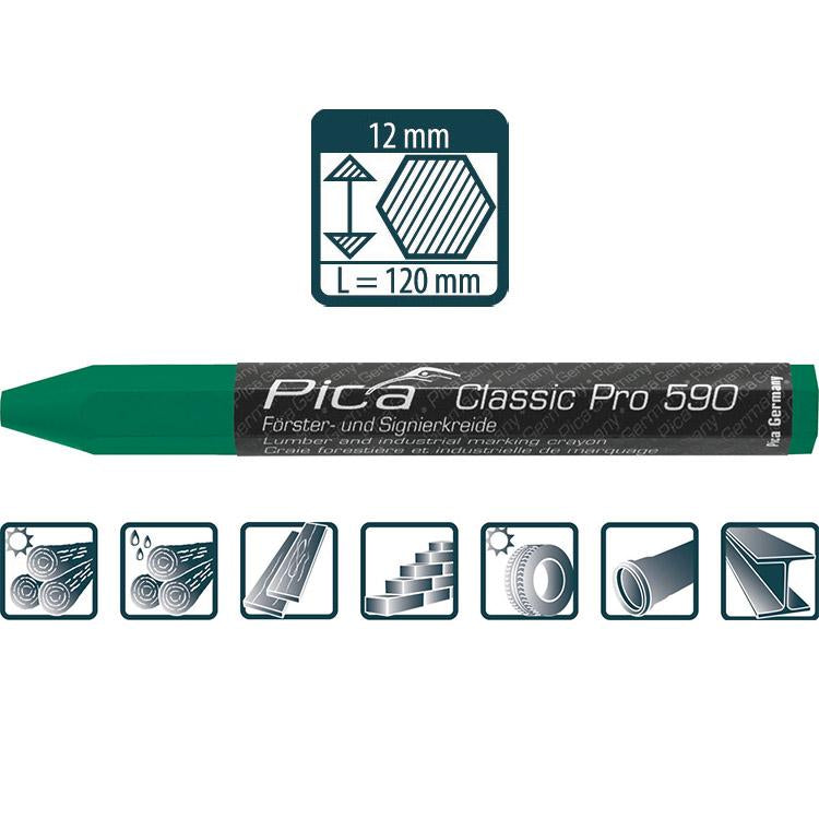 Pica Försterkreide PRO, 12x120mm, grün