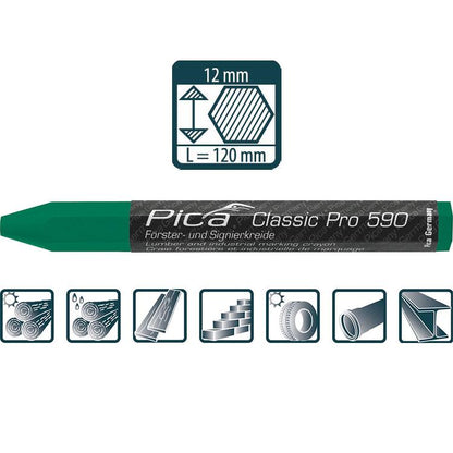 Pica Försterkreide PRO, 12x120mm, grün
