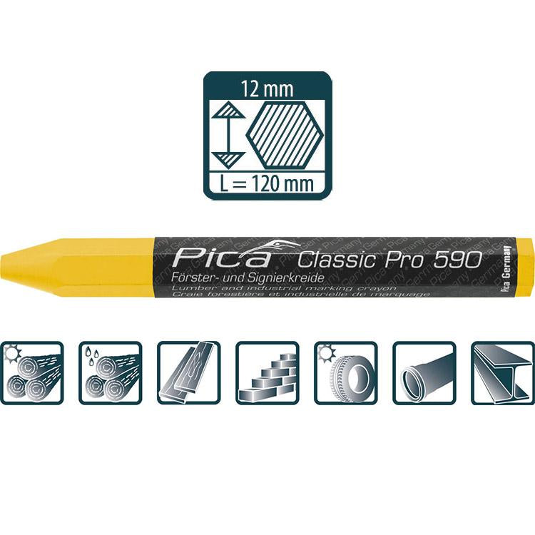 Pica Försterkreide PRO, 12x120mm, gelb