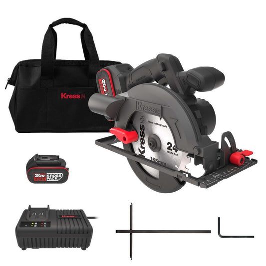 Kress 20V Akku-Handkreissäge, 165 mm, 2*4.0Ah, Ladegerät 6A,