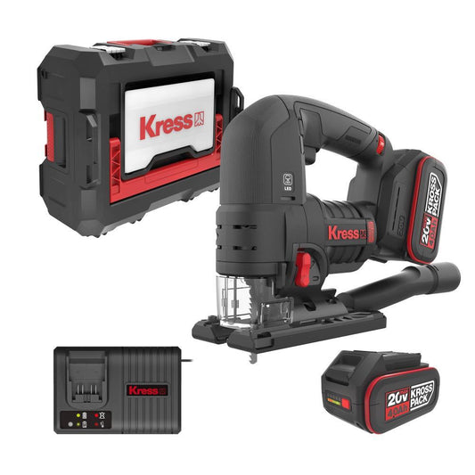 Kress 20V Akku-Stichsäge 135 mm, 2*4.0Ah, Ladegerät 6A, Stap
